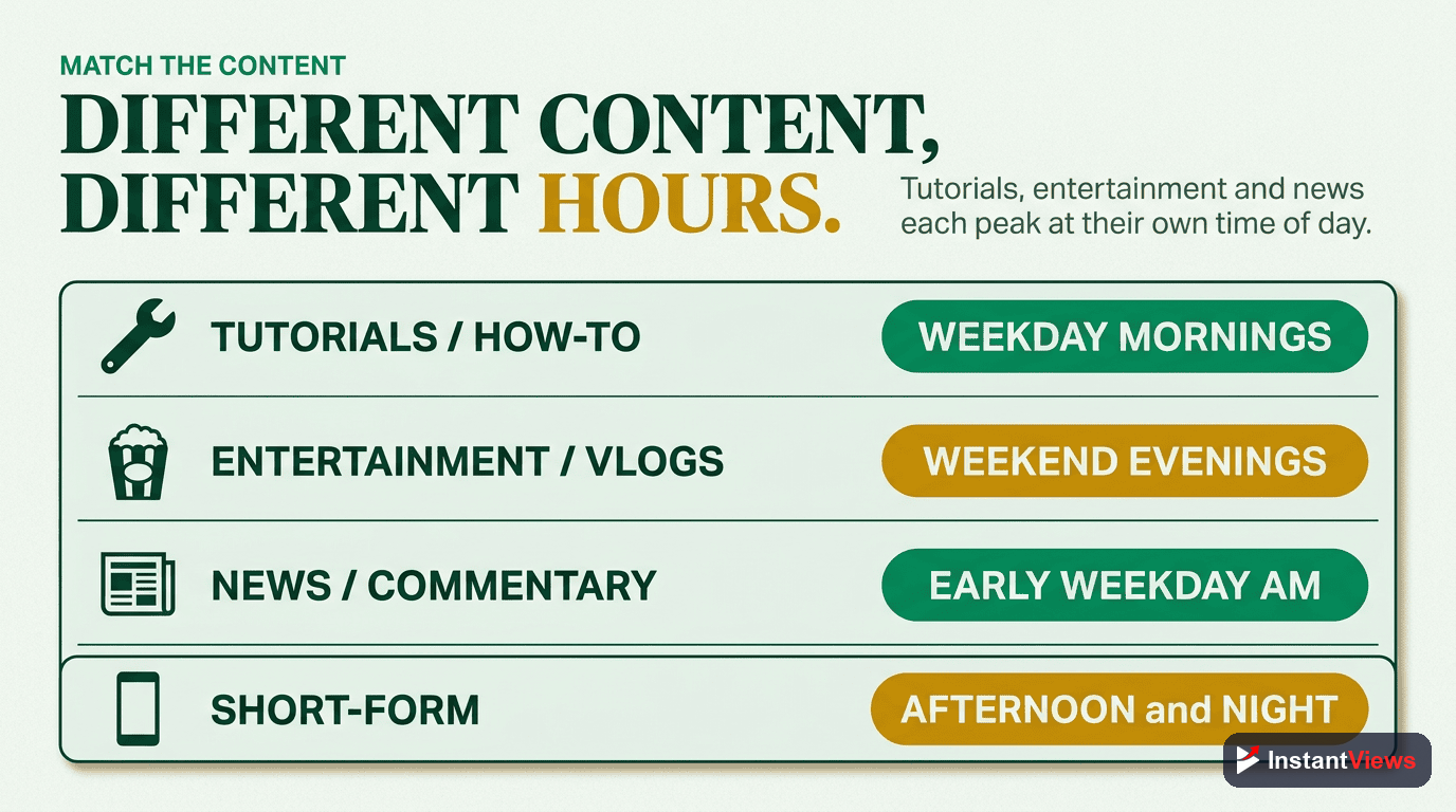 Best Upload Times by Content Type