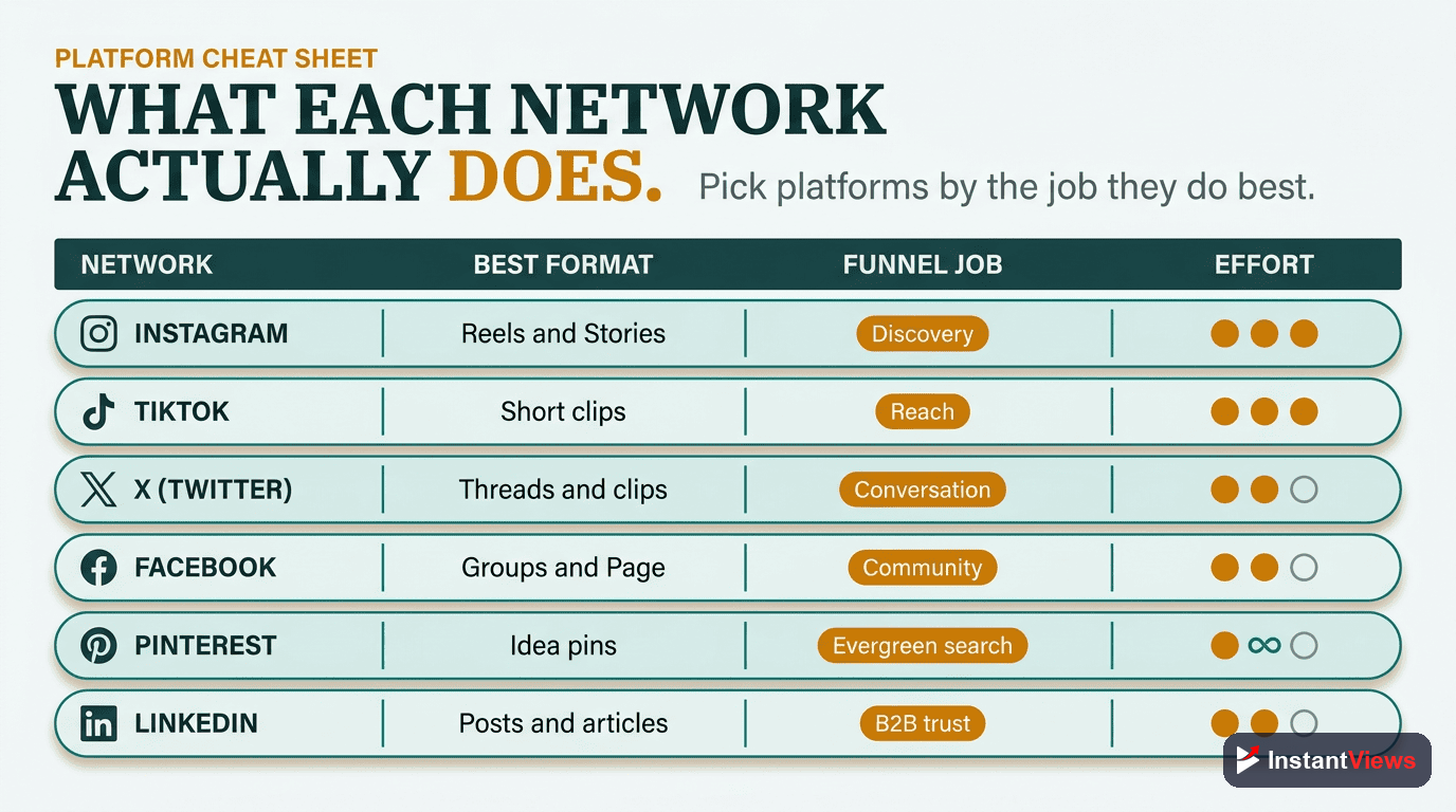 Platform Cheat Sheet: What Each Network Does