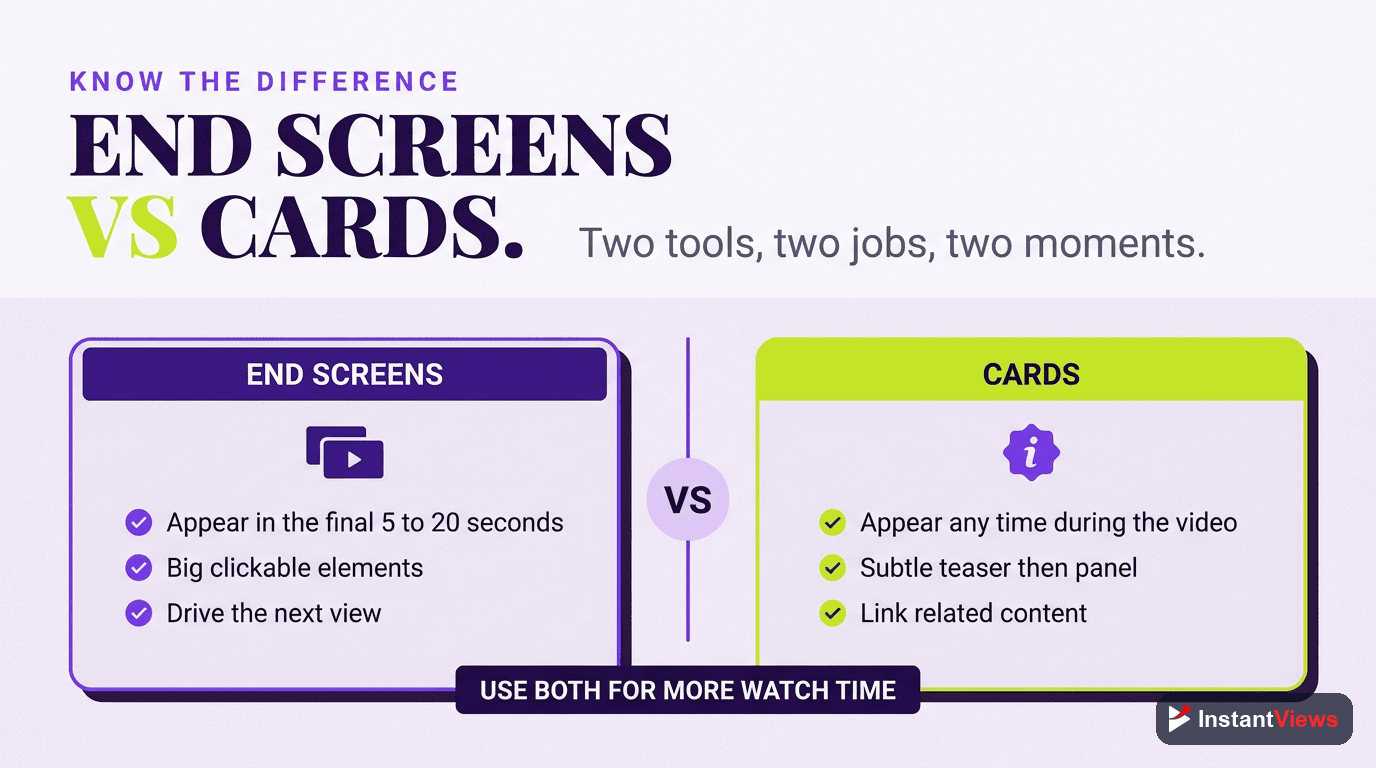 End Screens vs Cards: Key Differences